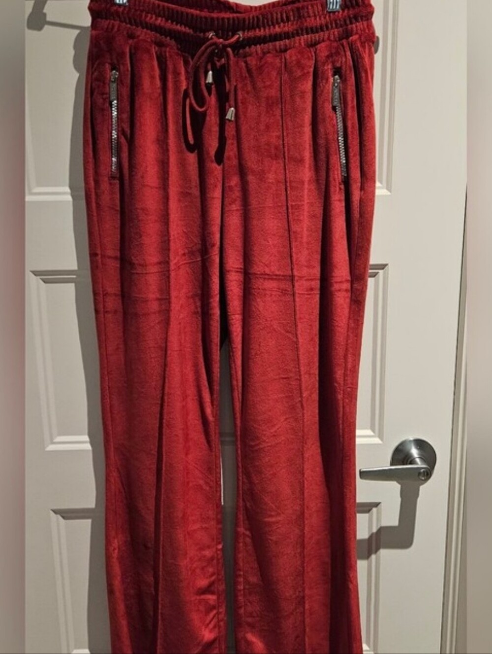 GUESS Red Velour Drawstring Pants – Size Small - Picture 4 of 4